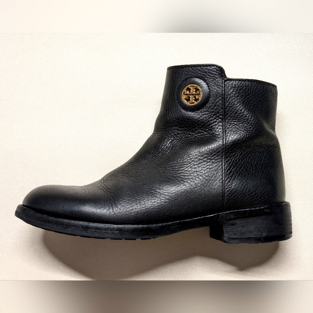 tory burch junction riding ankle boots 38 pebble leather full grain tumbled